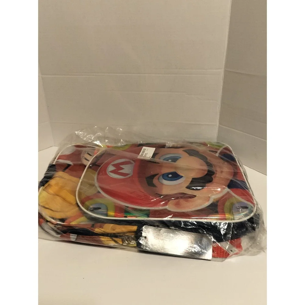 Nintendo Super Mario 17 Inch Backpack Padded Laptop Sleeve Reflective Face NEW